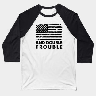 Retro American Flag Double Trouble Music Gift Baseball T-Shirt